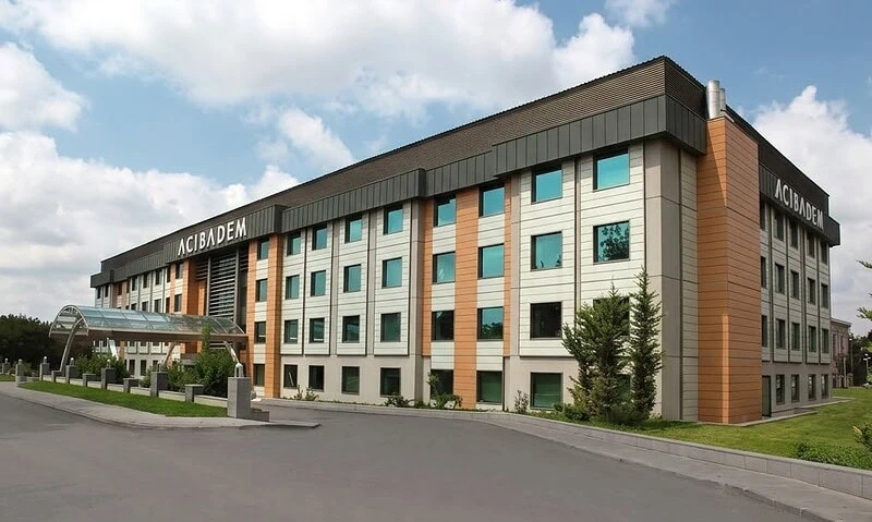 Acibadem Kayseri Hospital 4 Modern hospital building with Acibadem signage in Kayseri, Turkey.