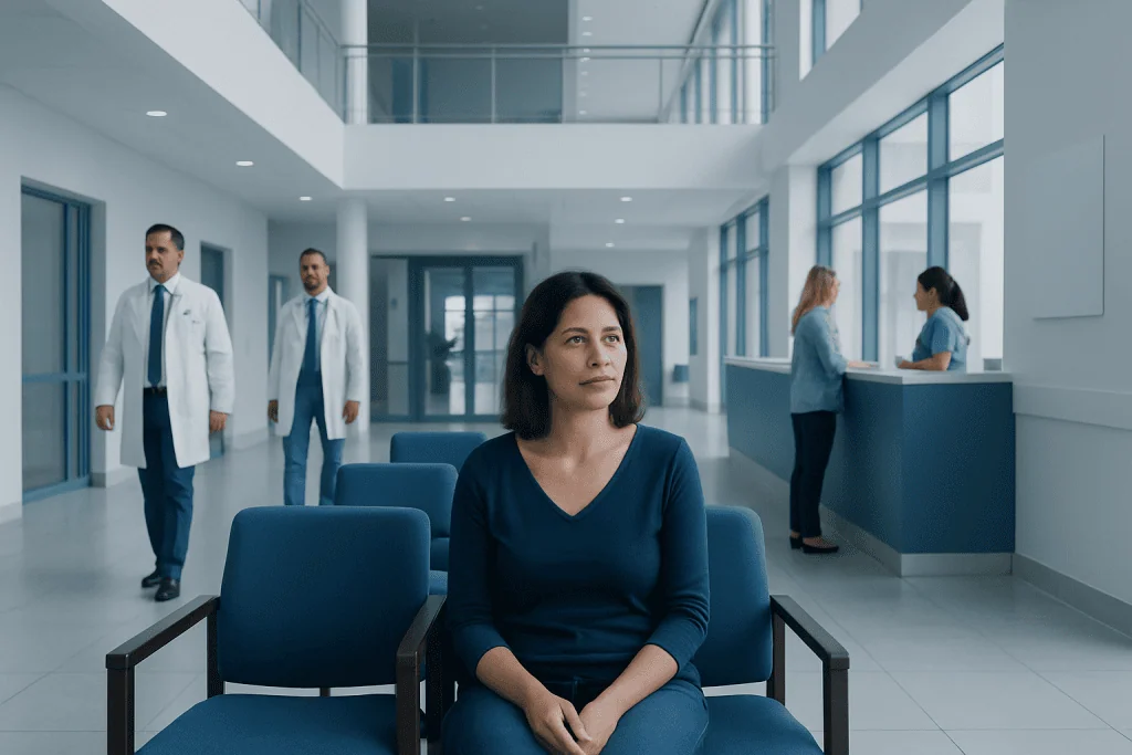 Traveling to Turkey for Surgery Alone: How to Plan Safely 1 Patient waiting in hospital lobby at Acibadem Hospitals Group in Turkey.