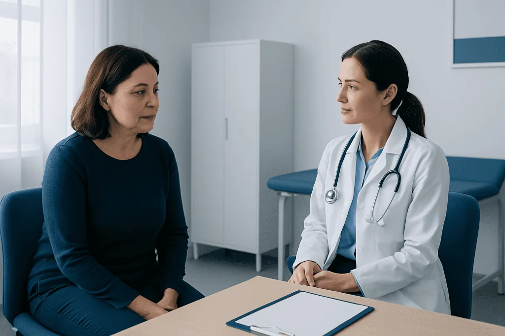 Doctor consulting patient in a modern hospital room at Acibadem Hospitals Group.