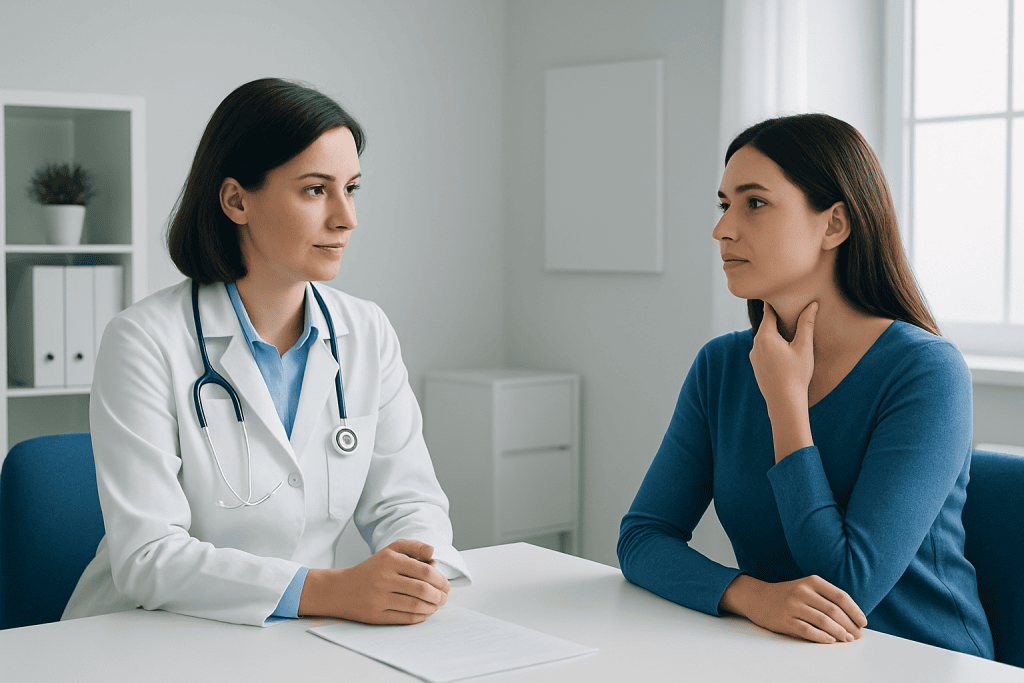 Doctor consulting with a patient in a medical office setting.