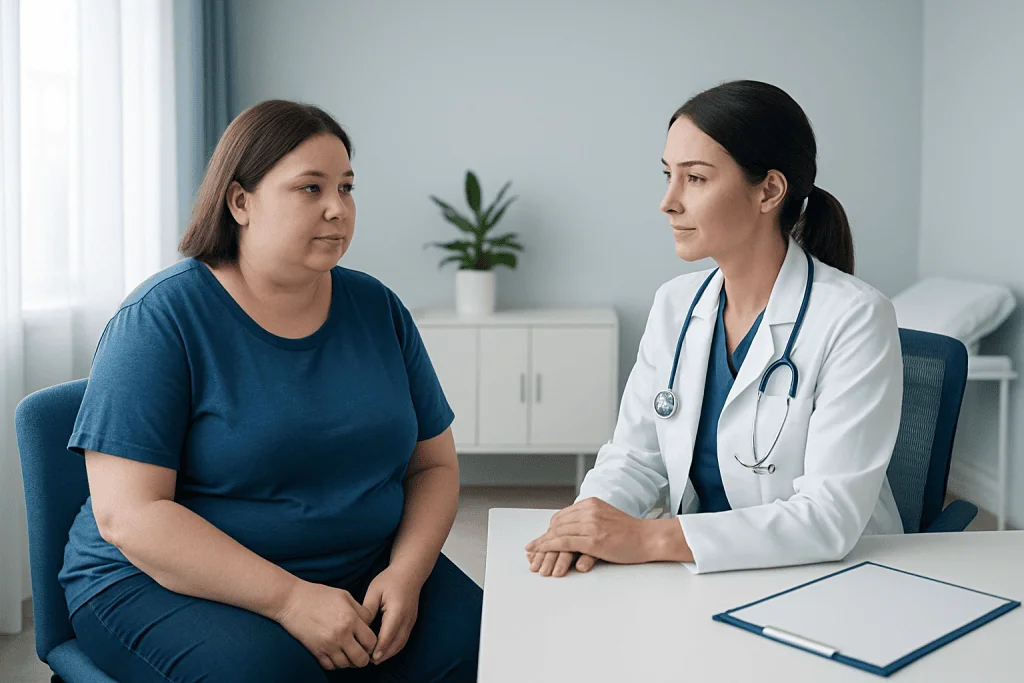 Doctor consulting with a patient about Cushing Syndrome symptoms.