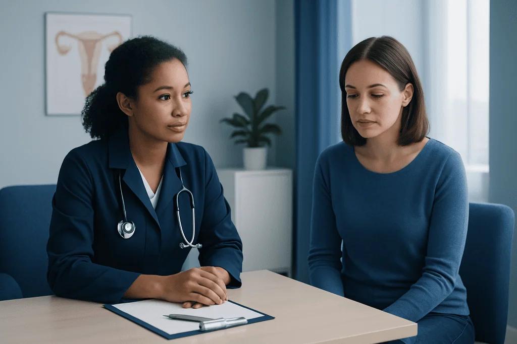 Doctor consulting with a patient in a medical office.