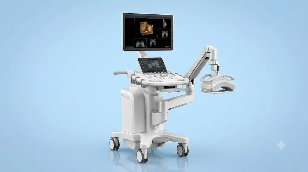 4D Breast Ultrasonography 1 Modern 4D breast ultrasound device used in medical imaging.