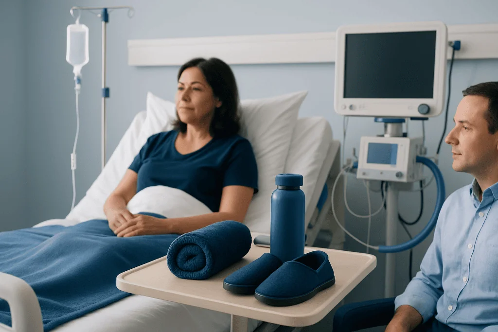 Comfort items that are usually practical to bring — comfort items in a Turkish hospital room