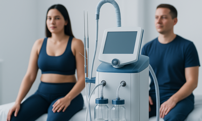 Medical consultation with a body contouring device at Acibadem Hospitals.