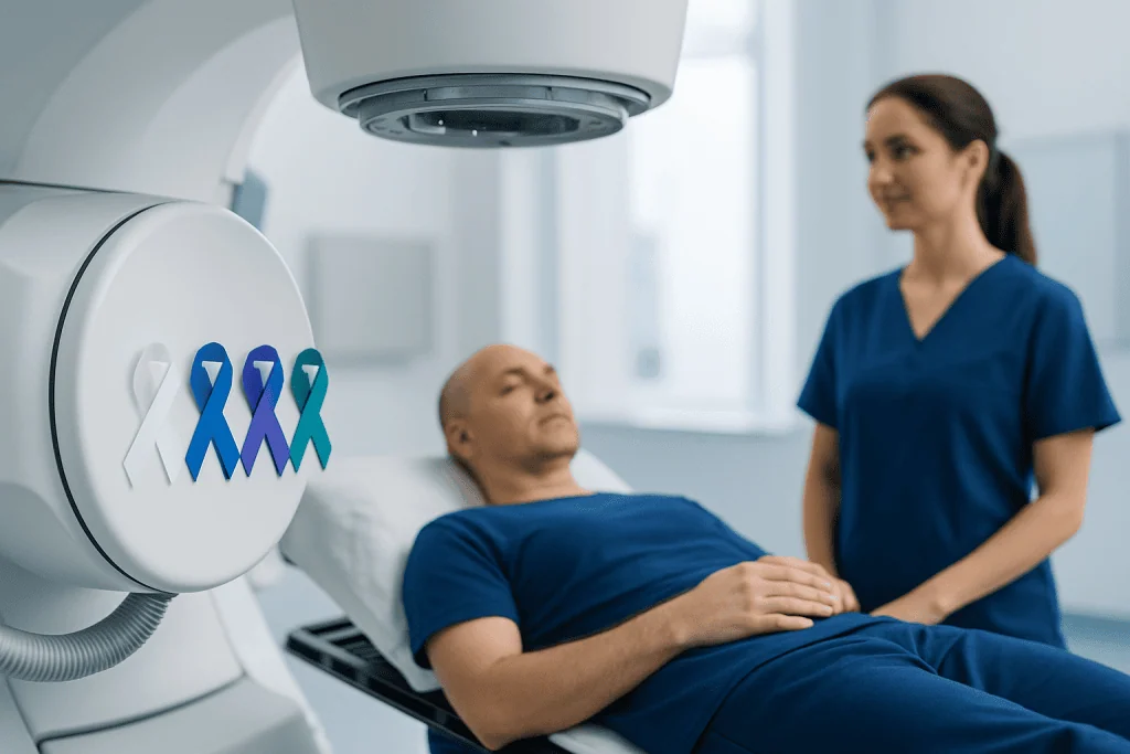 Patient undergoing a medical scan at Acibadem Hospital for cancer diagnosis.