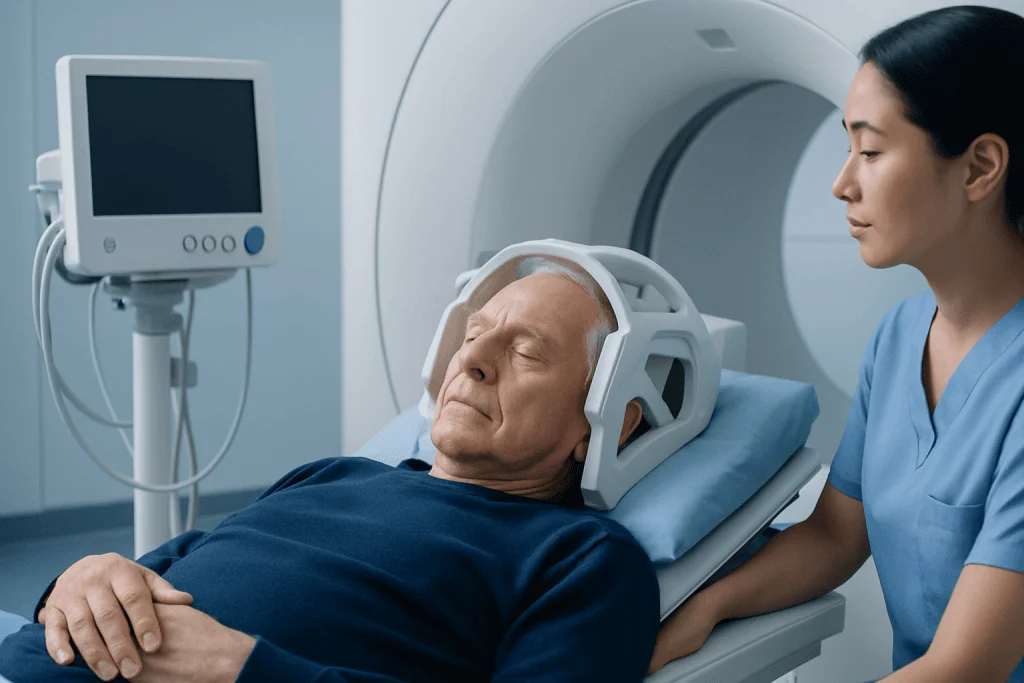 Patient undergoing MRI scan at Acibadem Hospital for neurological assessment.
