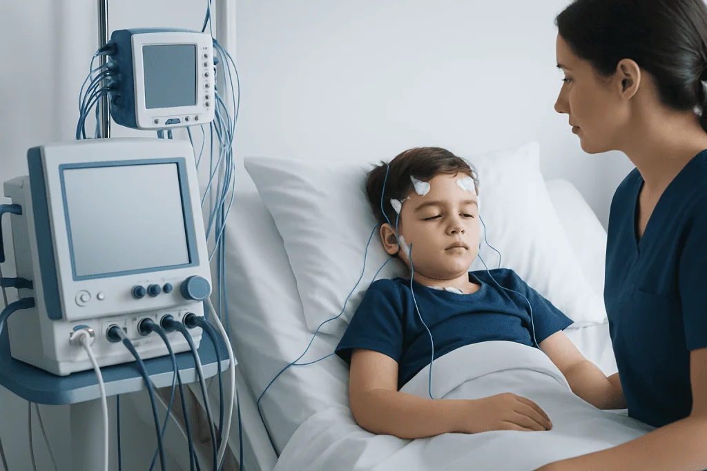 Sleep Problems in Children: Common Causes and When to See a Doctor 1 Child in hospital bed connected to medical monitoring devices.