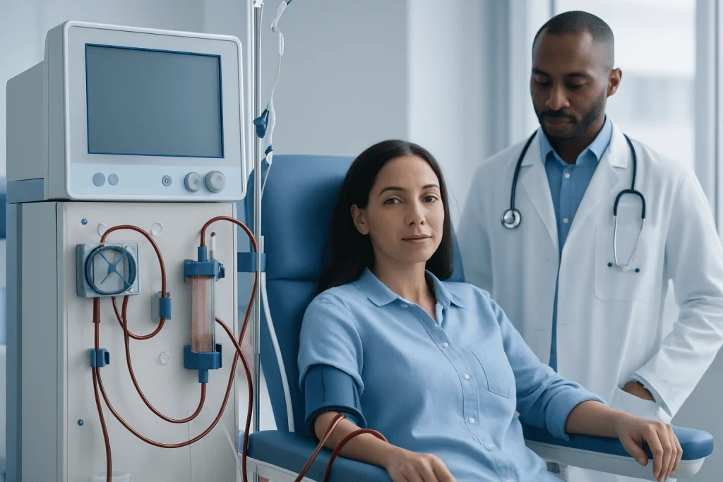 Patient undergoing dialysis treatment at Acibadem Hospital.