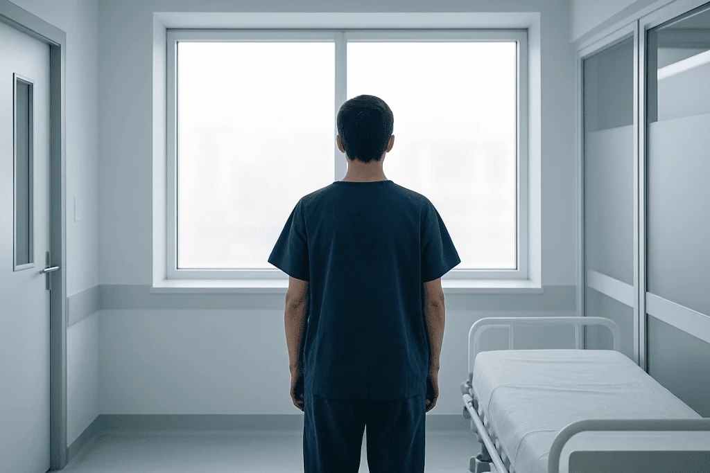 How Experts Approach Longevity Medicine at Advanced Hospitals Through Advanced Treatment Planning 1 Young male patient in hospital room looking out the window.
