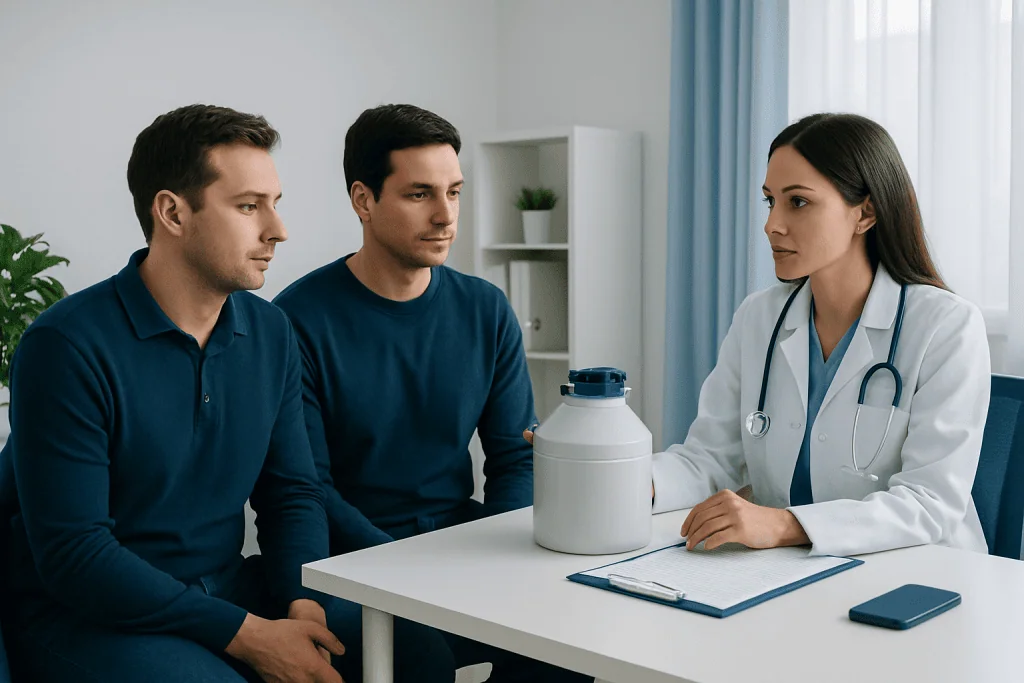 Fertility consultation at Acibadem Hospital with doctor and patients.