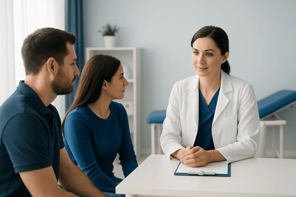 Fertility consultation at Acibadem Hospital with doctor and patients.