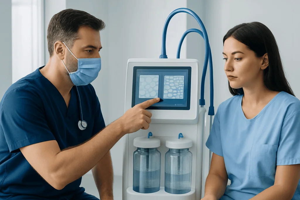 Medical professionals discussing treatment options in a clinical setting.