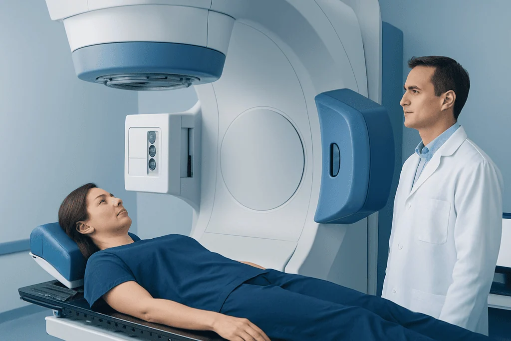 Patient undergoing MRI scan at Acibadem Hospital for cancer diagnosis.