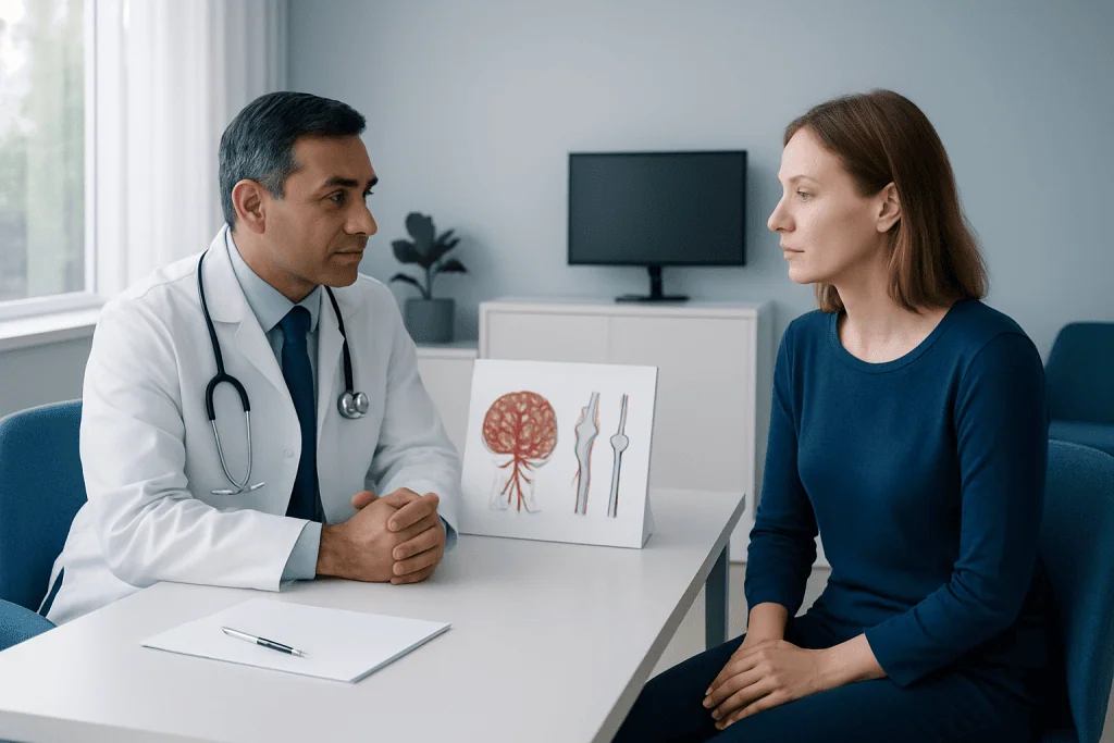 Doctor consulting with a patient about brain health and treatment options.