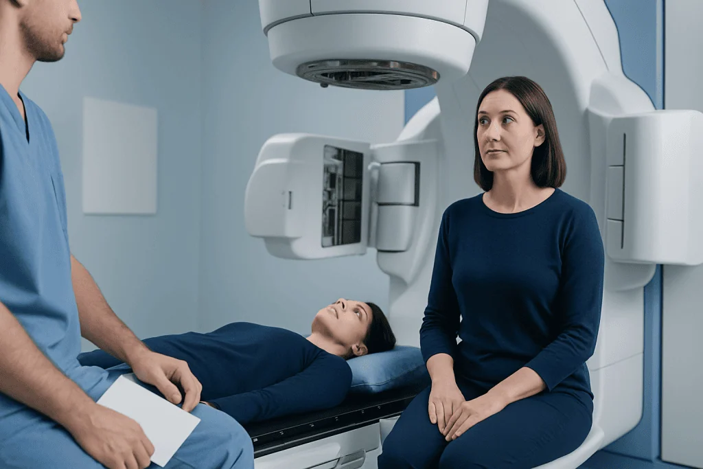 Patient undergoing MRI scan at Acibadem Hospital for cancer diagnosis.
