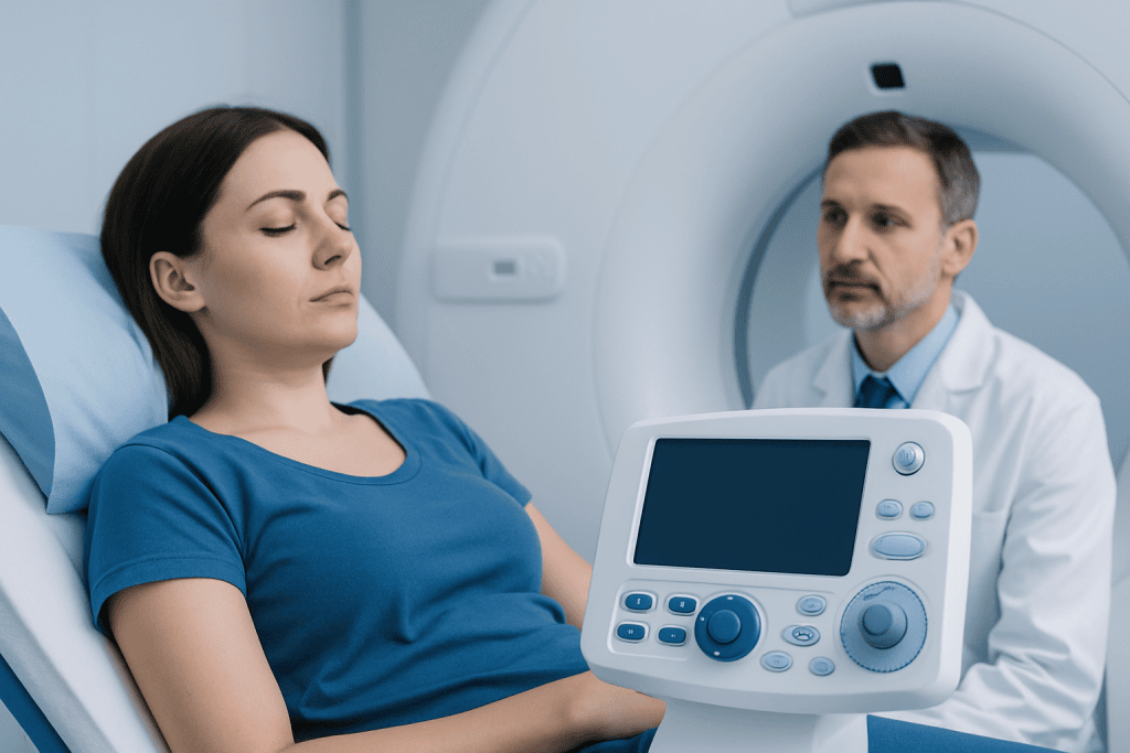 Patient undergoing a medical scan at Acibadem Hospital.