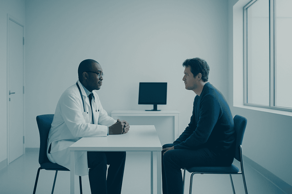 Kidney Cancer Treatment in Turkey: An Overview 1 Doctor consulting with patient in a medical office for kidney cancer treatment.