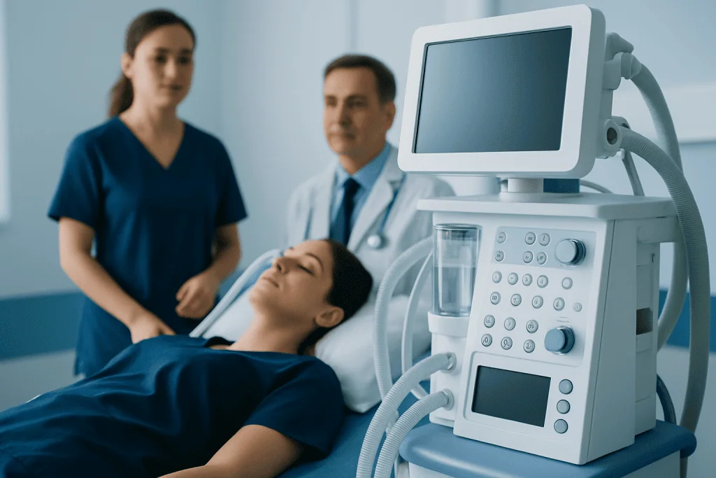 Medical team preparing patient for treatment at Acibadem Hospital in Turkey.