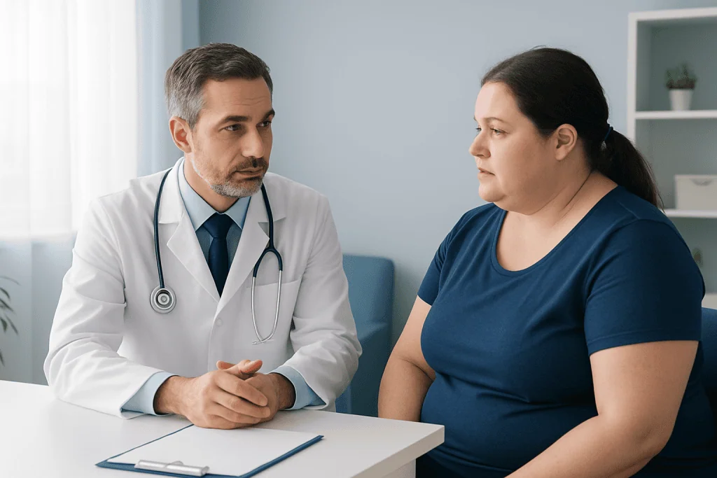 Doctor consulting with a patient in a medical office.