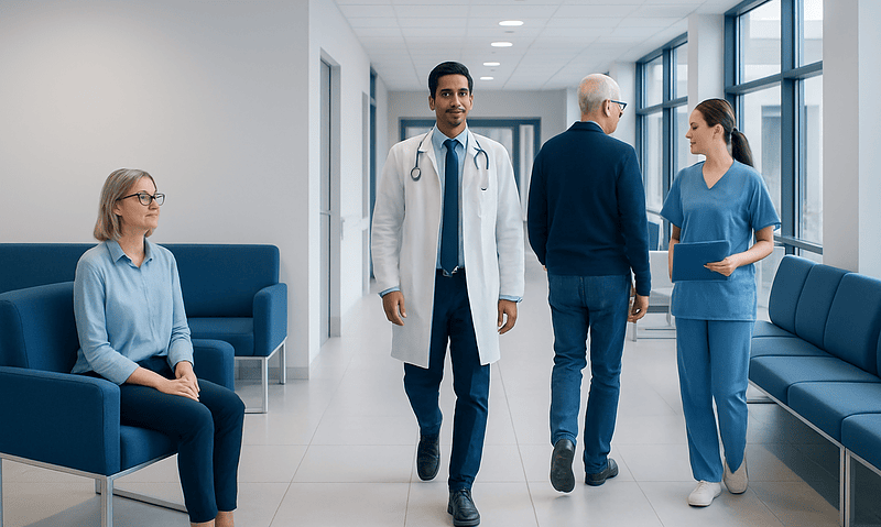 Medical professionals and patient consultation at Acibadem Hospitals Group.