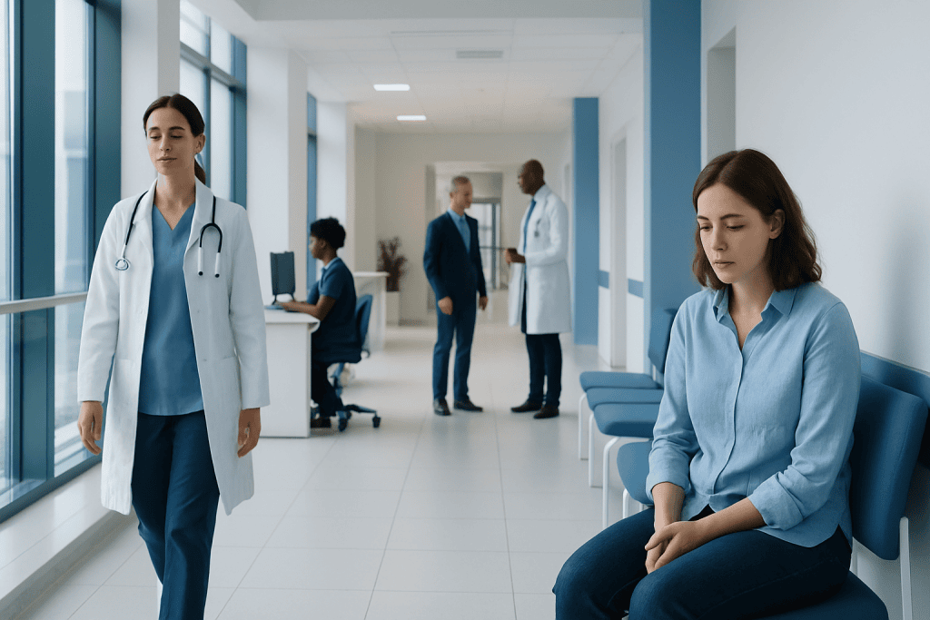 Generalized Anxiety Disorder: Excessive Worry, Diagnosis, and Treatment 1 Patient experiencing anxiety in hospital corridor at Acibadem Hospitals Group.