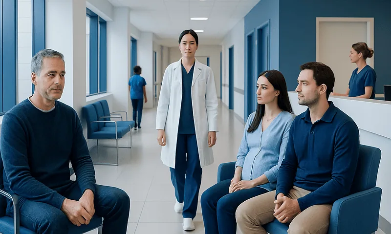 Male patient consulting with doctors at Acibadem Hospital for fertility treatment.