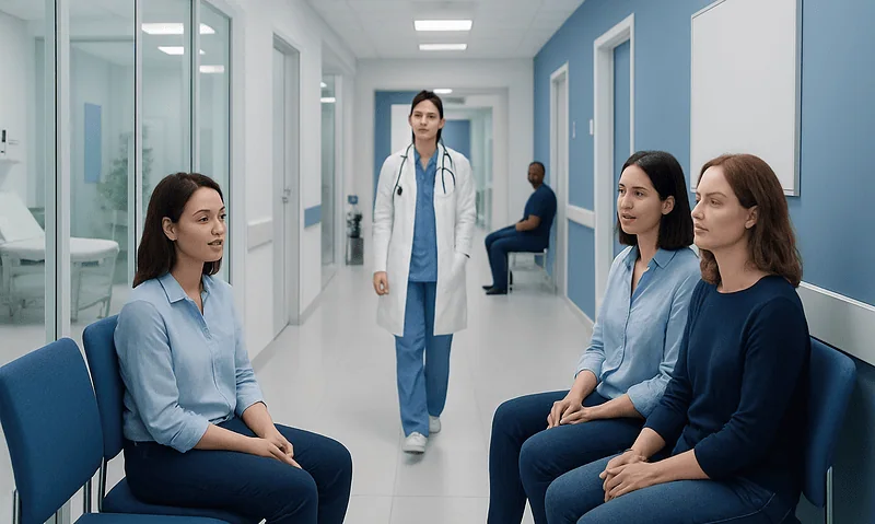 Medical consultation with female patients at Acibadem Hospital.