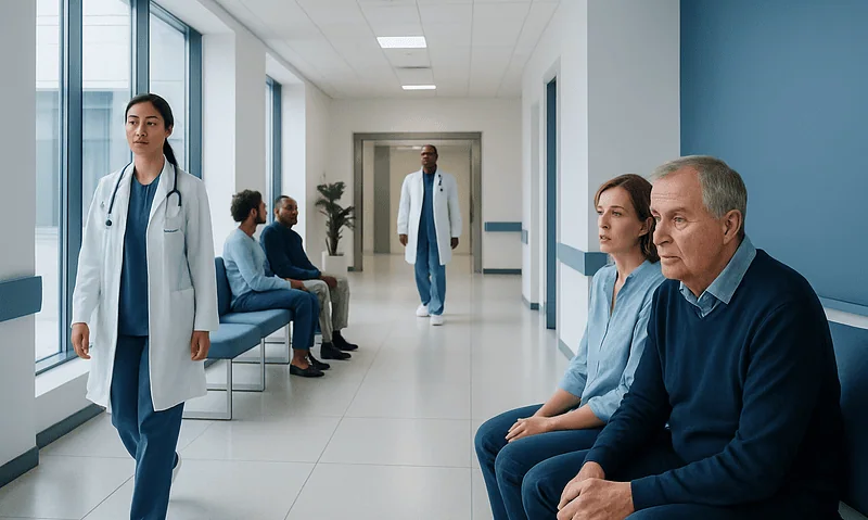 Anxiety Before Heart Bypass Surgery: Coping Strategies and When to Ask for Help 17 Patients waiting in hospital corridor before heart bypass surgery.