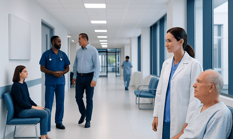 Dental Clearance Before Heart Bypass Surgery: Infection Risks and Timing 14 Medical consultation in hospital corridor with doctors and patient.