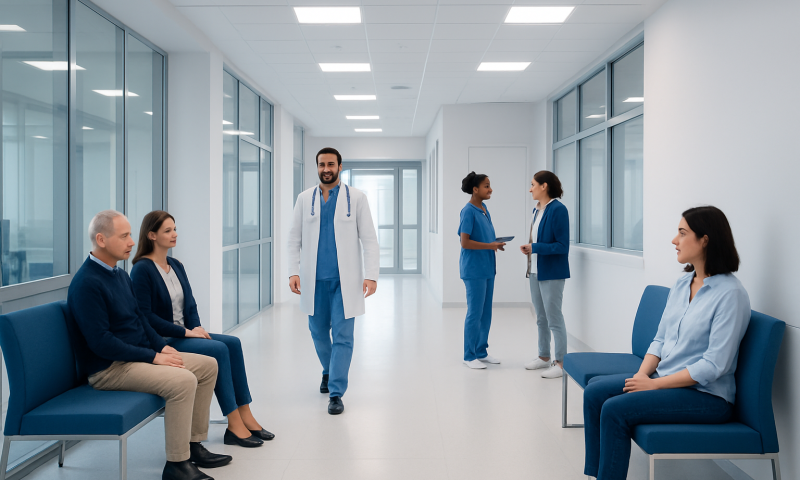 Synovial Joints: What They Are and How They Work 11 Healthcare professionals and patients in a modern hospital corridor.