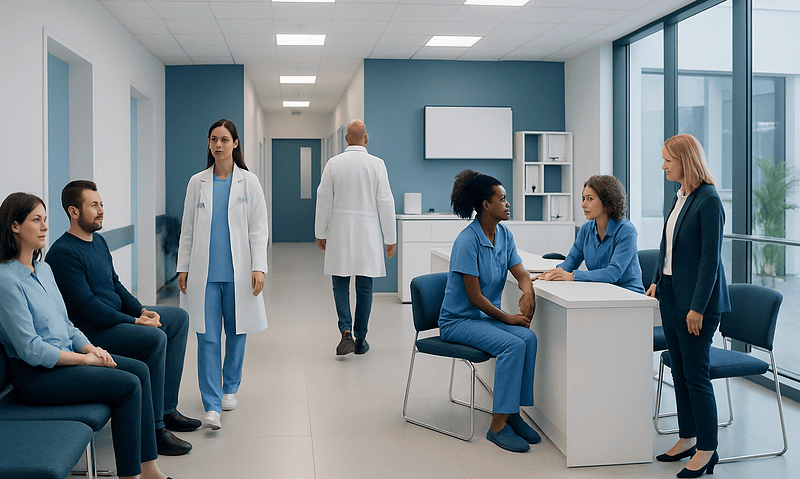 Brain Abscess: Symptoms, Emergency Care, and Recovery After Treatment 8 Medical consultation in a hospital waiting area with healthcare professionals and patients.