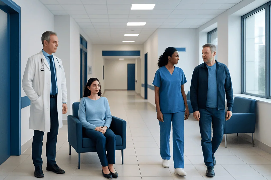Cerebral Cortex: What It Does and Why It Matters 1 Medical team and patient in hospital corridor at Acibadem Hospitals Group.