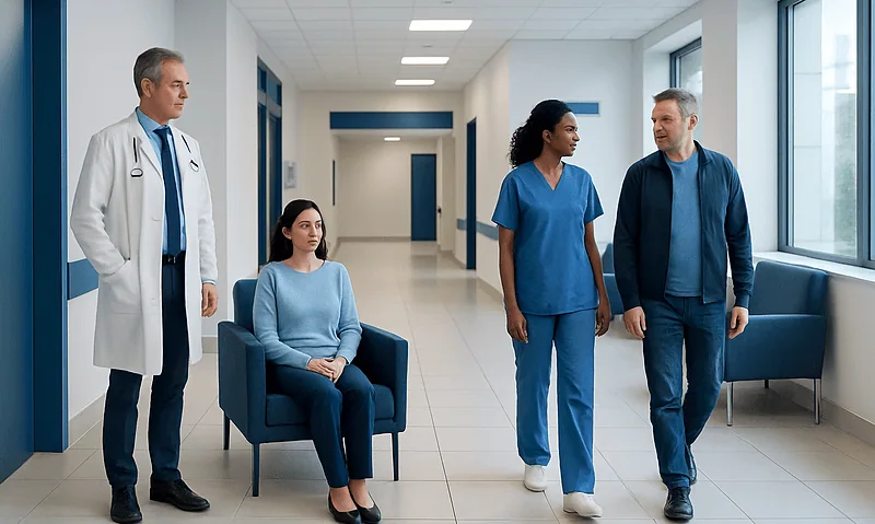 Cerebral Cortex: What It Does and Why It Matters 7 Medical team and patient in hospital corridor at Acibadem Hospitals Group.
