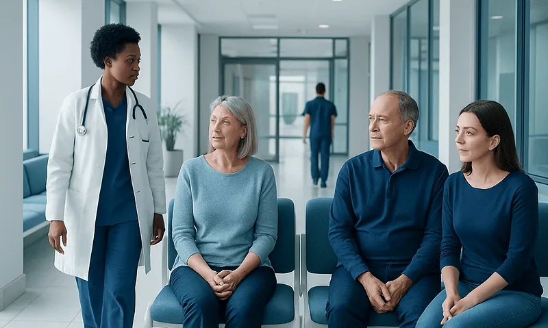 Cancer Symptoms: Warning Signs You Should Not Ignore 16 Doctor consulting elderly patients in hospital corridor.