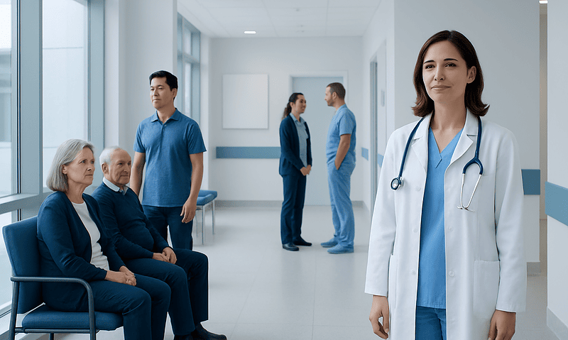 Digestive Health: How to Improve It With Diet, Hydration, and Habits 4 Healthcare professionals and patients in a hospital corridor.