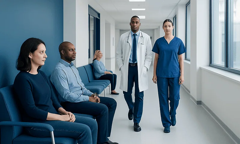 How to Lower Resting Heart Rate Safely: Causes, Tips, and When to Seek Help 5 Medical staff and patients in a hospital corridor at Acibadem Hospitals Group.