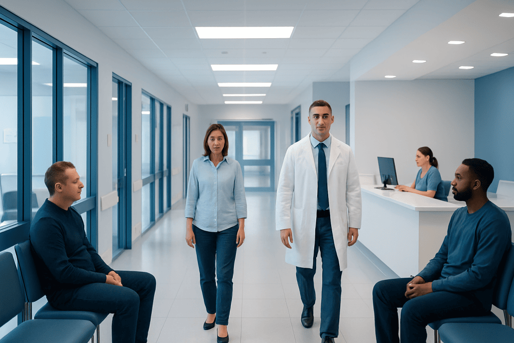 What Is Popcorn Lung? Causes, Symptoms, and How It Is Diagnosed 1 Medical professionals and patients in a hospital corridor.