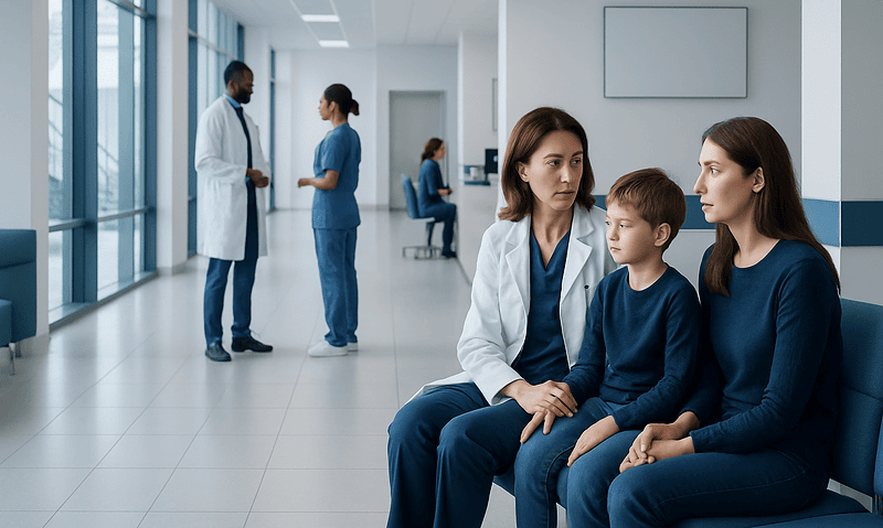 When to Get a Second Opinion in Pediatric Care 6 Pediatric consultation in a modern hospital with doctor and parents.