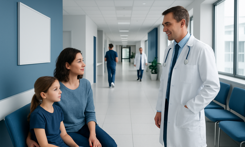 What Is Pediatrics? A Guide for Parents 9 Pediatric consultation at Acibadem Hospital with a doctor and young patient.