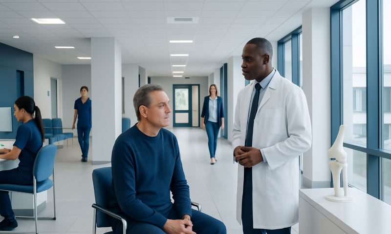 Second Opinion for Orthopedic Surgery: When It Helps 3 Doctor consulting with patient in modern hospital corridor.