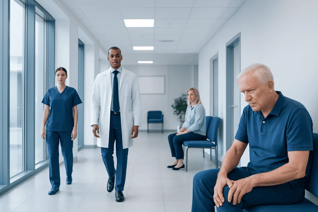 Orthopedic Injury Warning Signs: When to See a Doctor 1 Medical professionals and patient in hospital corridor, healthcare setting.