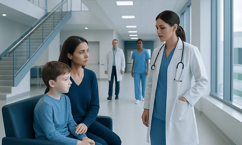 Childhood Sleep Disorders With Neurological Causes: When a Sleep Specialist Is Needed 16 Pediatric consultation at Acibadem Hospital with a doctor and young patient.