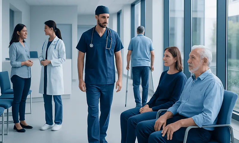 Bone and Joint Surgery in Turkey: What International Patients Should Know 18 Medical team consulting with patients in a modern hospital corridor.