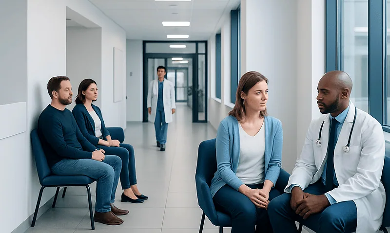 Patients waiting for fertility consultation at Acibadem Hospital.