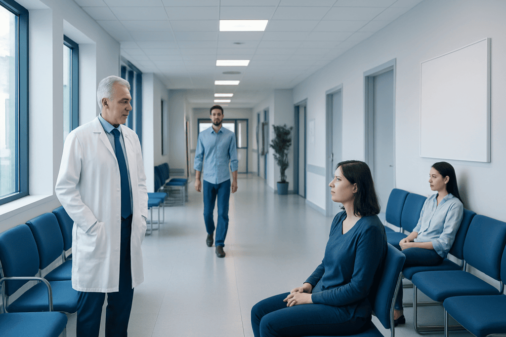 Dural Arteriovenous Fistula Symptoms: Pulsatile Tinnitus, Headache, and When to See a Doctor 1 Doctor consulting female patients in hospital corridor.