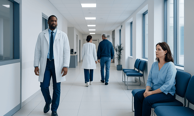 Is Frequent Diarrhea a Sign of Cancer? Possible Causes 4 Medical professionals and patient in hospital corridor at Acibadem Hospitals Group.