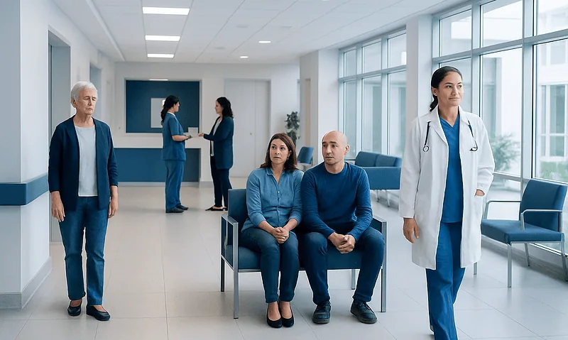 Does Caillou Have Cancer? Understanding the Online Rumor 14 Medical staff and patients in a modern hospital waiting area.