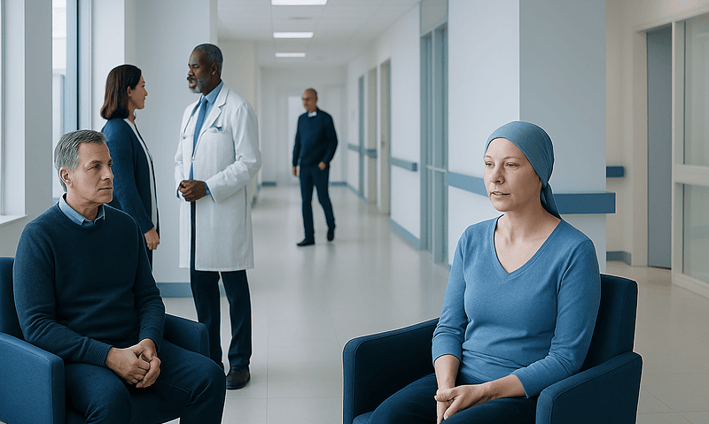 Symptoms of Cancer: When to See a Doctor 13 Patient receiving chemotherapy treatment in hospital corridor.