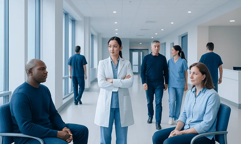 Cancer Symptoms by Type: What to Watch For 9 Medical professionals and patients in a hospital corridor at Acibadem Hospitals Group.